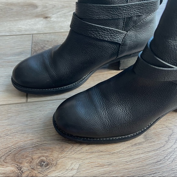 J. Crew Ryder Short Black Leather Buckle Boots - Picture 7 of 15